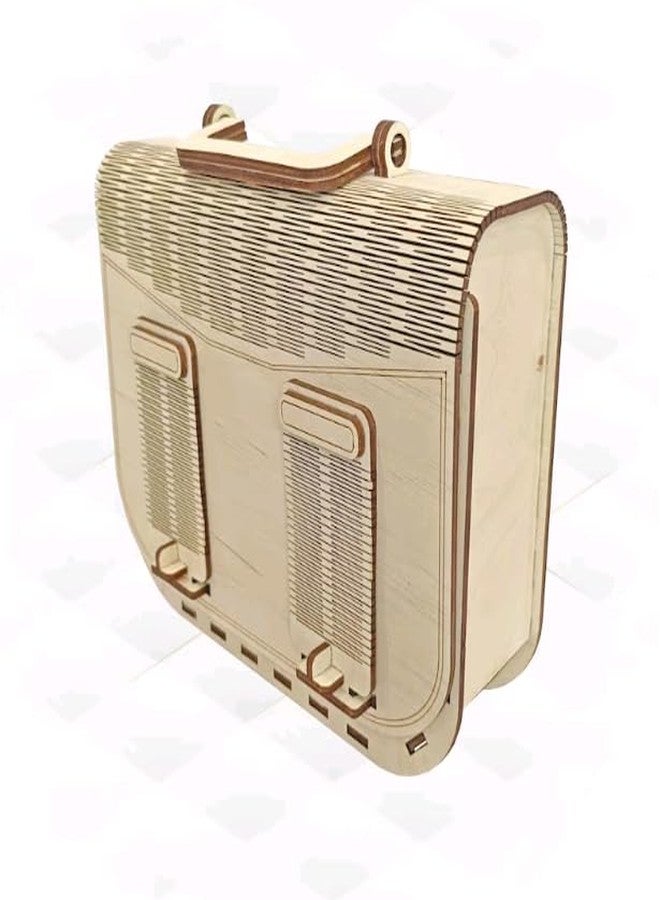 MeeCraft Women's Clutch Handbag - Laser Cut Intricate Wooden Design with Spring Buckle Lock (18.7x6.8x15.5cm, Beige) - Image 1